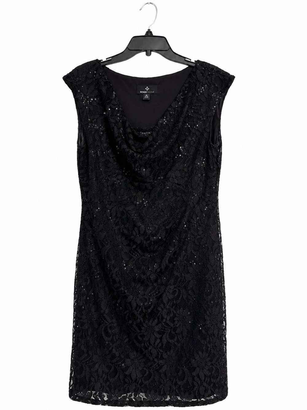 Ronni Nicole Black Sequin Lace Sheath Dress Elegant Cocktail & Evening Size 10